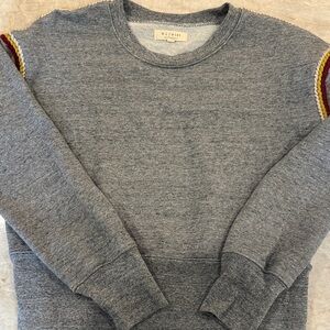 Madewell Gray Sweatshirt with Burgundy and Gold Stripes